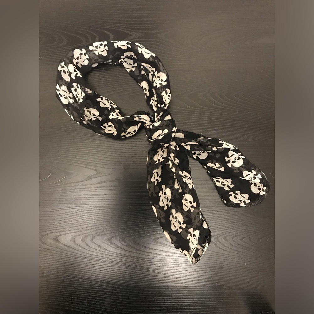 Skull Candy | Black & White Skull Print Scarf — Edgy Streetwear Accent